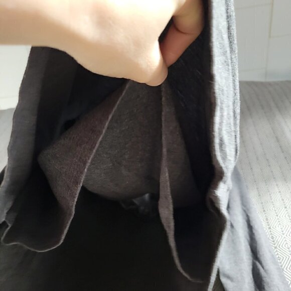 Maternity Women's Gray Multilayered Side Scrunch Breastfeeding Long Sleeve Top L - Picture 4 of 13